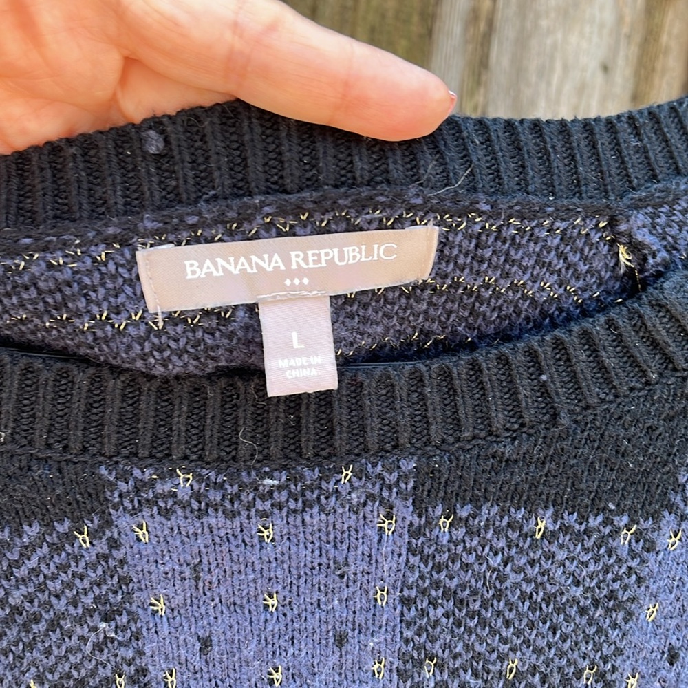 Banana Republic Factory size large dark blue Sweater - with zipper accent - Picture 4 of 8